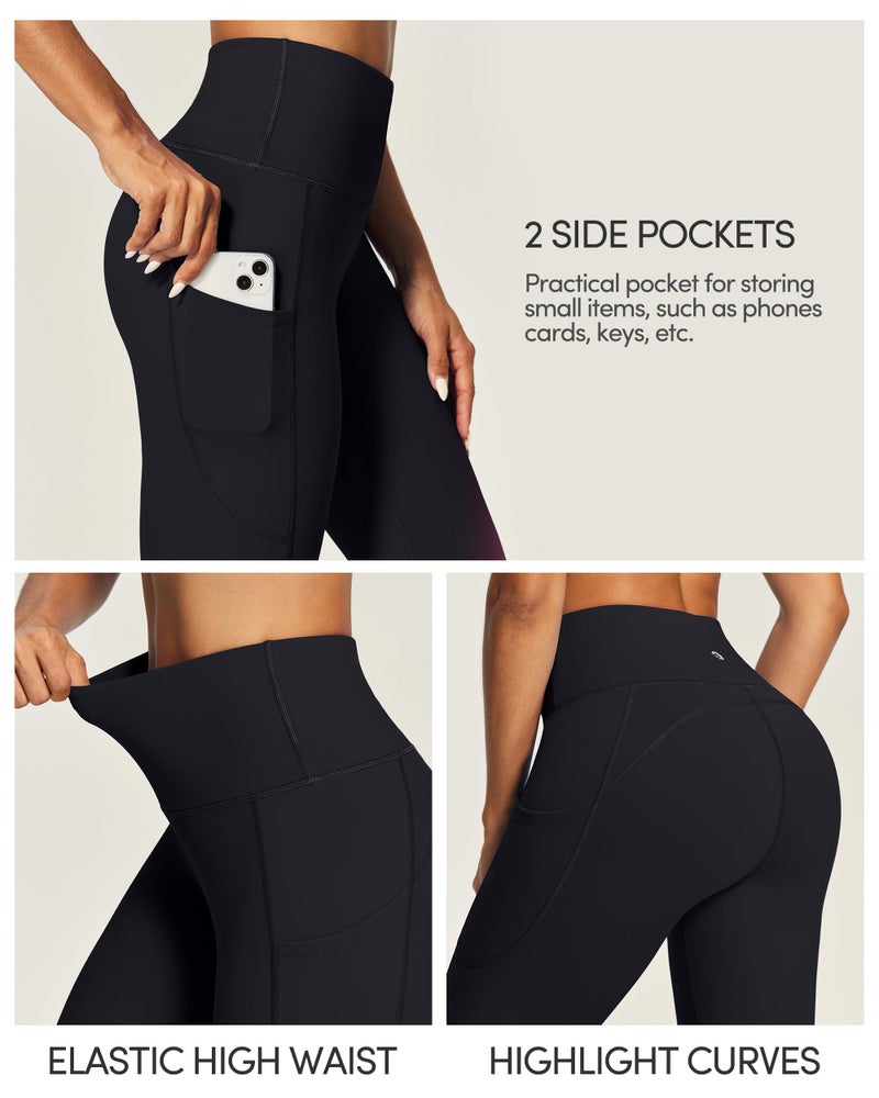 IUGA Fleece Lined Leggings Women Thermal Leggings for Women Winter Warm Tights High Waisted Hiking Yoga Pants with Pockets(Black, S) - Image 2